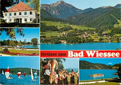 Bad Wiessee — vista do lago, do spa e das montanhas — editor Huber, n° 8875