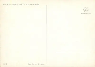 Stara wiejska mleczarnia przy Yach/Schwarzwald — Wydawnictwo Korsch, nr 8040 — Rewers