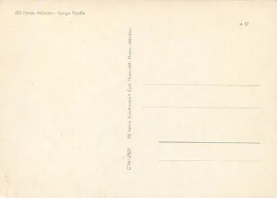 Münden - Lange Straße — 100 anos da Kunstanstalt Carl Thoericht — editor CTM — Verso