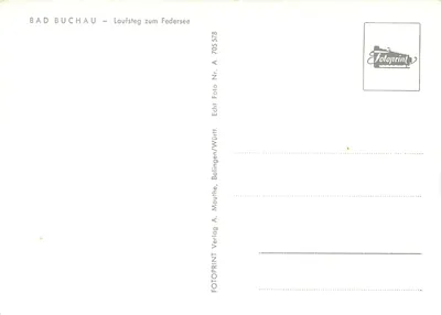 Bad Buchau — Laufsteg zum Federsee — Fotoprint Verlag, Balingen/Württ. — Verso