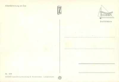 Zachód słońca nad jeziorem — Abendstimmung am See — BODAN Ansichtskartenverlag H. Bockelmann - Langenargen, nr 376 — Rewers
