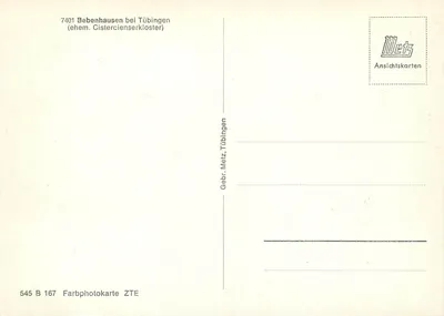 Bebenhausen przy Tübingen — dawniej klasztor cysterski — wydawca Metz, Tübingen, nr 545 B 167 — Rewers