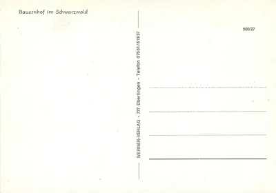 Bauernhof w Schwarzwaldzie — Werner-Verlag, seria 500/27 — Rewers