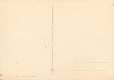 Burg Rheinstein — zamek na skałach nad rzeką Rhyn — wydawca AFK H, nr 936/2 — Rewers