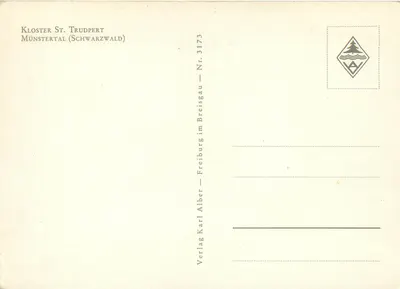 Mosteiro de St. Trudpert — Münstertal (Schwarzwald) — Verlag Karl Alber, Nr. 3173 — Verso