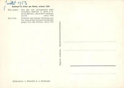 Rathaus Stein am Rhein — wydawca Hanslin/Mammern, numer serii 1968 — Rewers