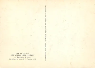 Sala do Imperador — Sala do Imperador na residência de Wurzburger — editor G. B. Tiepolo, n° 10 — Verso