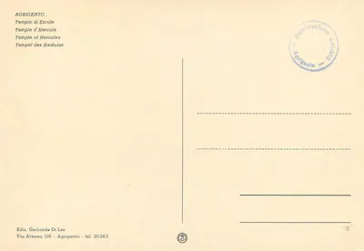 Tempel Herkulesa — Agrigent — Ediz. Gerlande Di Leo — Rewers