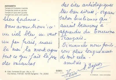 Tempel Junony i Lacinia — Agrigent — Wydawnictwo Gerlando Di Leo, nr 9 — Rewers