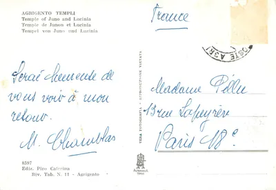 Templos de Agrigento — Templo de Junon e Lucinie — Ediz. Piro Caterina, Riv. Tab. N. 11 — Verso
