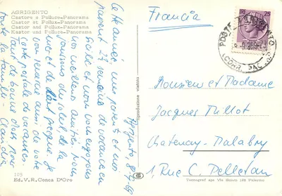 Agrigento — Castor i Pollux — Panorama — Ed. V.R. Conca D'Oro n°105 — Rewers