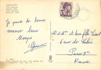 Agrigento — Villa Romana — Édition Gérlando Di Leo — Rewers