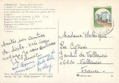 Agrigento — świątynie i woz z koniem — wyd. Gerlando Di Leo — Rewers