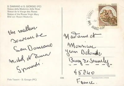 Statua Najświętszej Maryi Panny z Róży — S. Damiano di S. Giorgio — Foto Tassini - S. Giorgio (PC) n°036 — Rewers