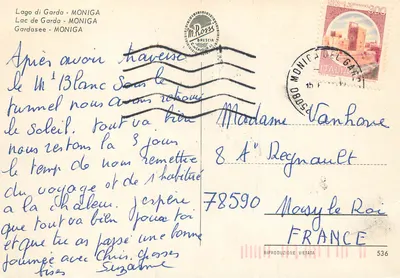 Moniga - Lago di Garda — widok panoramiczny z łodzią i wydawcą M. Rosse — Rewers