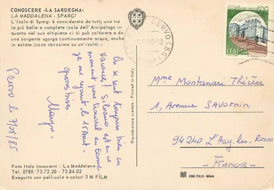 La Maddalena - Spargi — Foto Italo Innocenti, editada por Kina Italia - Milano — Reverso