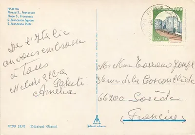 Pistoia — Piazza S. Francesco — Éditions Gianni, PIS 12/2 — Verso
