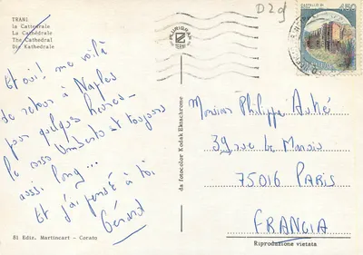 Trani — Catedral — Editor Martincart - Corato, n°81 — Verso