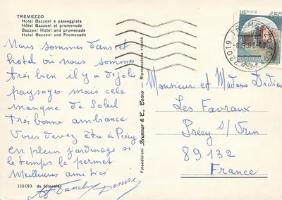 Hotel Bazzoni — Tremezzo — wydawca Brunner & C. nr 110-010 — Rewers