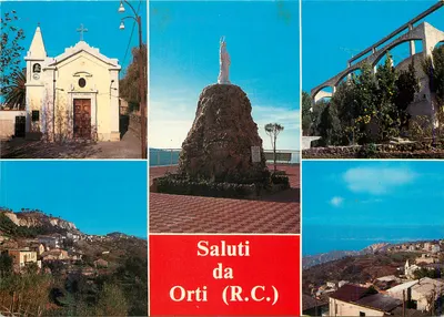 Orti (R.C.) — vista da capela, estátua da Virgem, viaduto e paisagem — Edição exclusiva Cav. Uff. Pasquale Pensabene