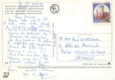 Lago di Como - Menaggio — piękne miejsce — F. Ili Clerici S.p.A. nr 238 — Rewers