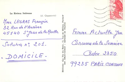 Pociąg przy brzegu morza — La Riviera Italijanska — Wydawnictwo «La Vie du Rail» — Rewers
