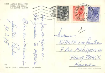 Hotel Ritz Terme — Abano Terme — Wydawca A. Turlon, nr 308 — Rewers