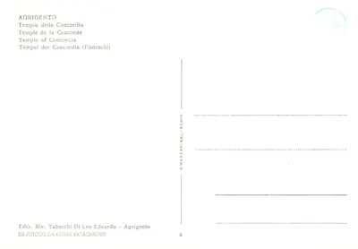 Templo da Concordia — Agrigente — P. Marzari & C. - Schio — Verso