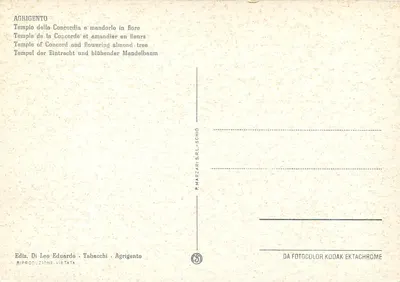 Tempel Konkordii — Agrigent — wydawca P. Marzari S.r.l.-Scho — Rewers
