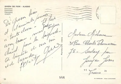 Riviera dei Fiori - Allassio — panorama z różami jabłoniowymi — SAR n°35 — Rewers