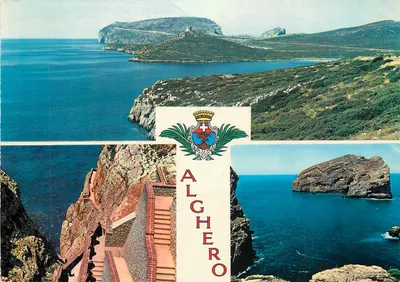 Alghero — vista panorâmica com o castelo e as falésias — Concess. M. & G. Tognoli - Livorno 72 A. L.