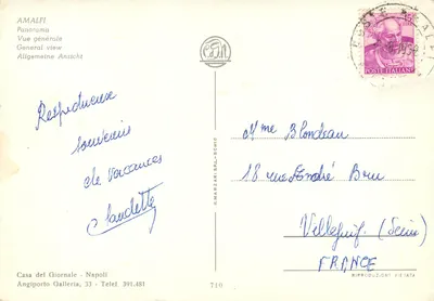 Amalfi — Widok ogólny — Casa del Giornale - Napoli, n°710 — Rewers