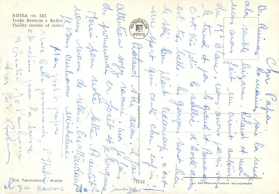 Ruiny Rzymskiego Teatru w Aoste — Aosta, Włochy — Wydawnictwo Technicolof, nr 1038 — Rewers