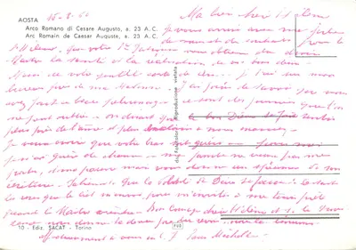 Aosta — Rzymski łuk Cesara Augusta, r. 23 p.n.e. — Wyd. SACAT - Torino — Rewers
