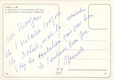 Aoste — Katedra św. Jana Chrzciciela (XII wiek) — S.A.C.A. Torino n° 583 — Rewers