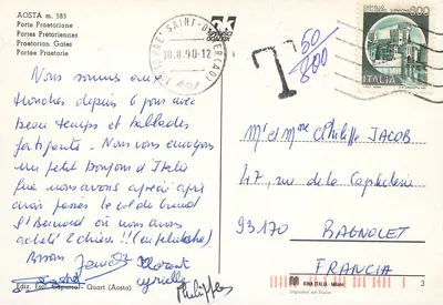 Porty Praetorianskie — Aosta — Wyd. Escl. Capurso - Quart (Aosta) n° 583 — Rewers