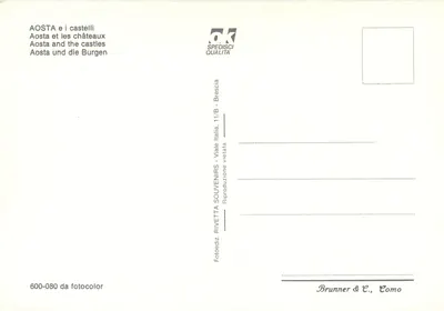 AOSTA e i CASTELLI — Zasneżone góry, zamki i ruiny — Brunner & C., Como — Rewers