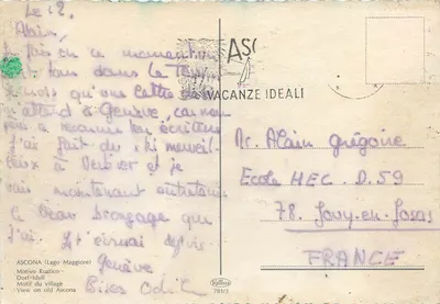 Ascona (Lago Maggiore) — Motif of the village — publisher Kretzner, n° 781/3 — Back