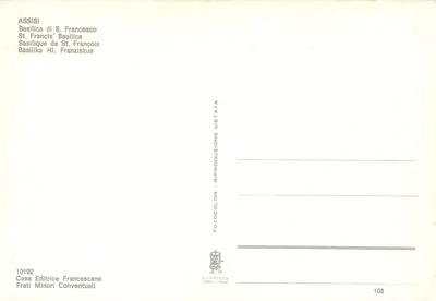 Assisi — Bazylika św. Franciszka — wydawca Alterocca, nr 105 — Rewers