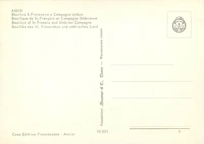 Assisi — Bazylika Świętego Franciszka i krajobraz umbryjski — Brunner & C., Assisi, n° 92-023 — Rewers