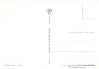 Assisi — vista panoramica e interna di chiesa — Ediz. DACA - n° 373 — Verso