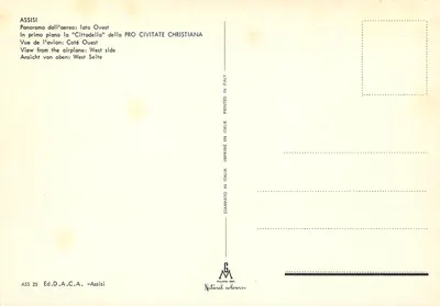 Assisi — Widok z lotnictwa z zachodu — PRO CIVITATE CHRISTIANA — Rewers