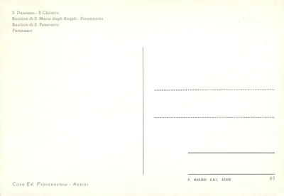 Assisi — widok panoramiczny i miejsca święte — P. Marzari S.R.L. Schio, nr 61 — Rewers