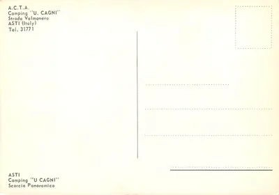 Camping 'U Cagni' — Asti, Itália — A.C.T.A. editora — Verso