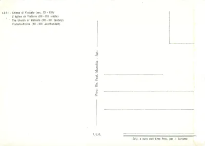 Igreja de Viatosto — XII-XIII séculos — Editada pela Ente Provinciale per il Turismo d'ASTI — Verso