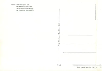 Asti - Katedra (XIV w.) — wydawca F.U.D. / Ente Provinciale per i Turisti — Rewers