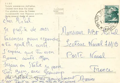 Bari — widok panoramiczny z lotu — Wyd. Cav. G. Lorusso Bari — Rewers