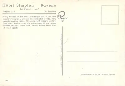 Hotel Simplon — Baveno (Jezioro Majorka) — Fototampa Reggiori — Rewers