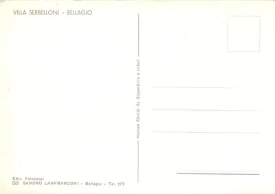 Ogród Villa Serbelloni — Bellagio — wydawca Sandro Lanfranconi — Rewers