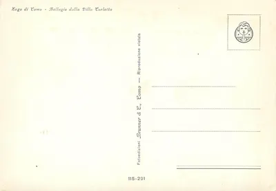 Lago di Como - Bellagio z Villa Carlotta — Brunner & C., Como, numer 115-291 — Rewers